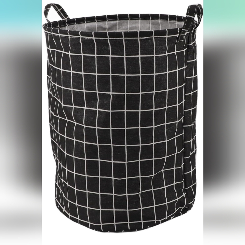 New Fabric Large Capacity Dirty Clothes Basket  Folding Storage Black/White Grid